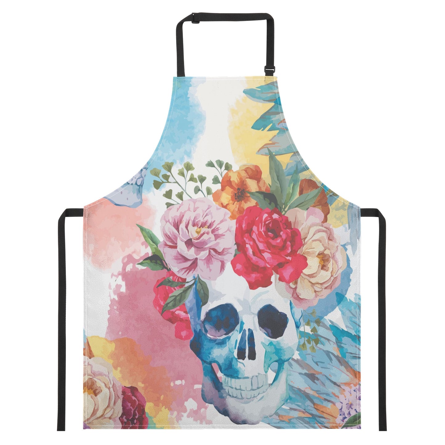 Rose skull floral skeleton Apron