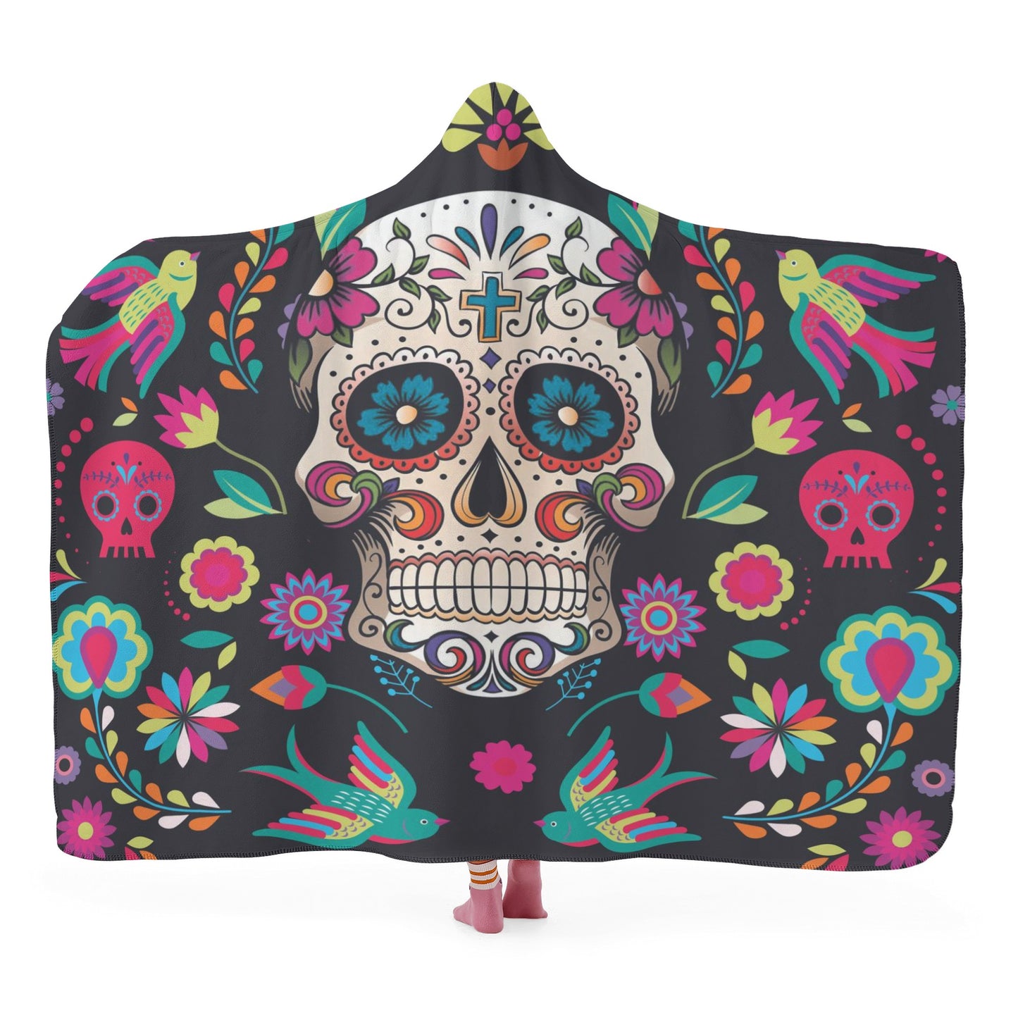 Sugar skull Day of the dead Mexican calaveas skull Hooded Blanket