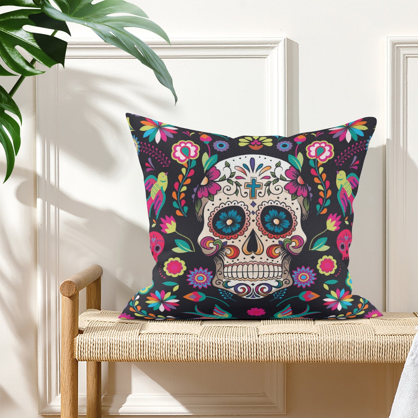 Sugar skull Day of the dead Mexican calaveas skull Double Side Printing Pillow Cover