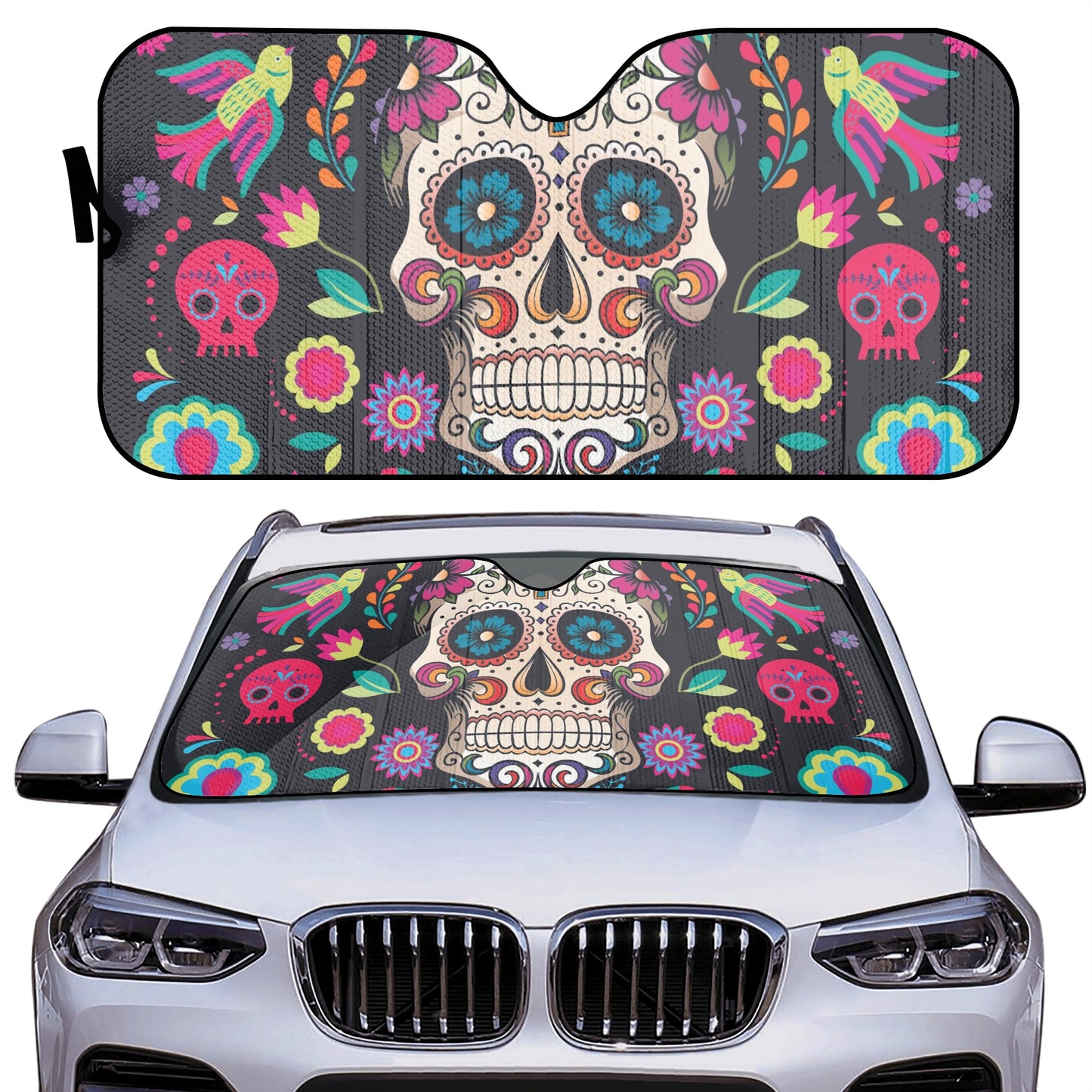 Sugar skull dia de los muertos calaveras Car Auto Sun Shade