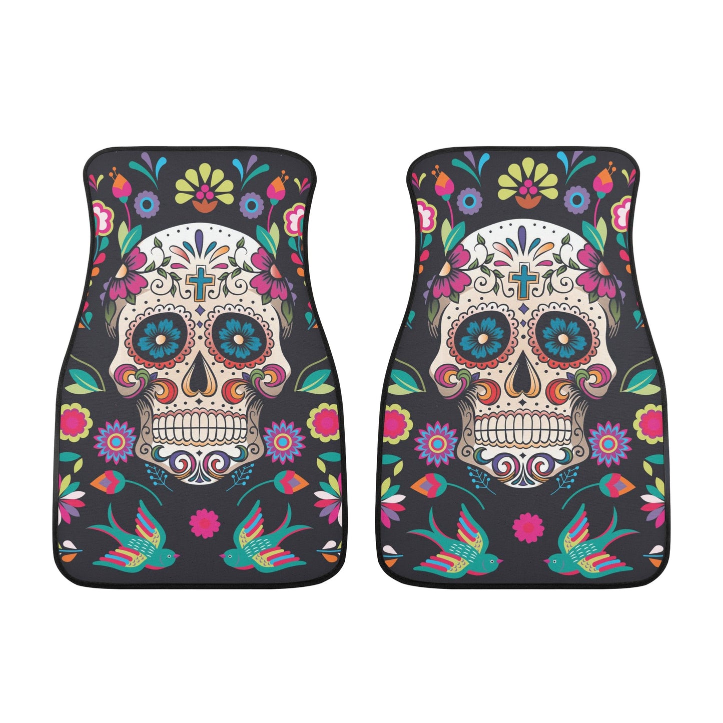 Sugar skull dia de los muertos calaveras Back and Front Car Floor Mats