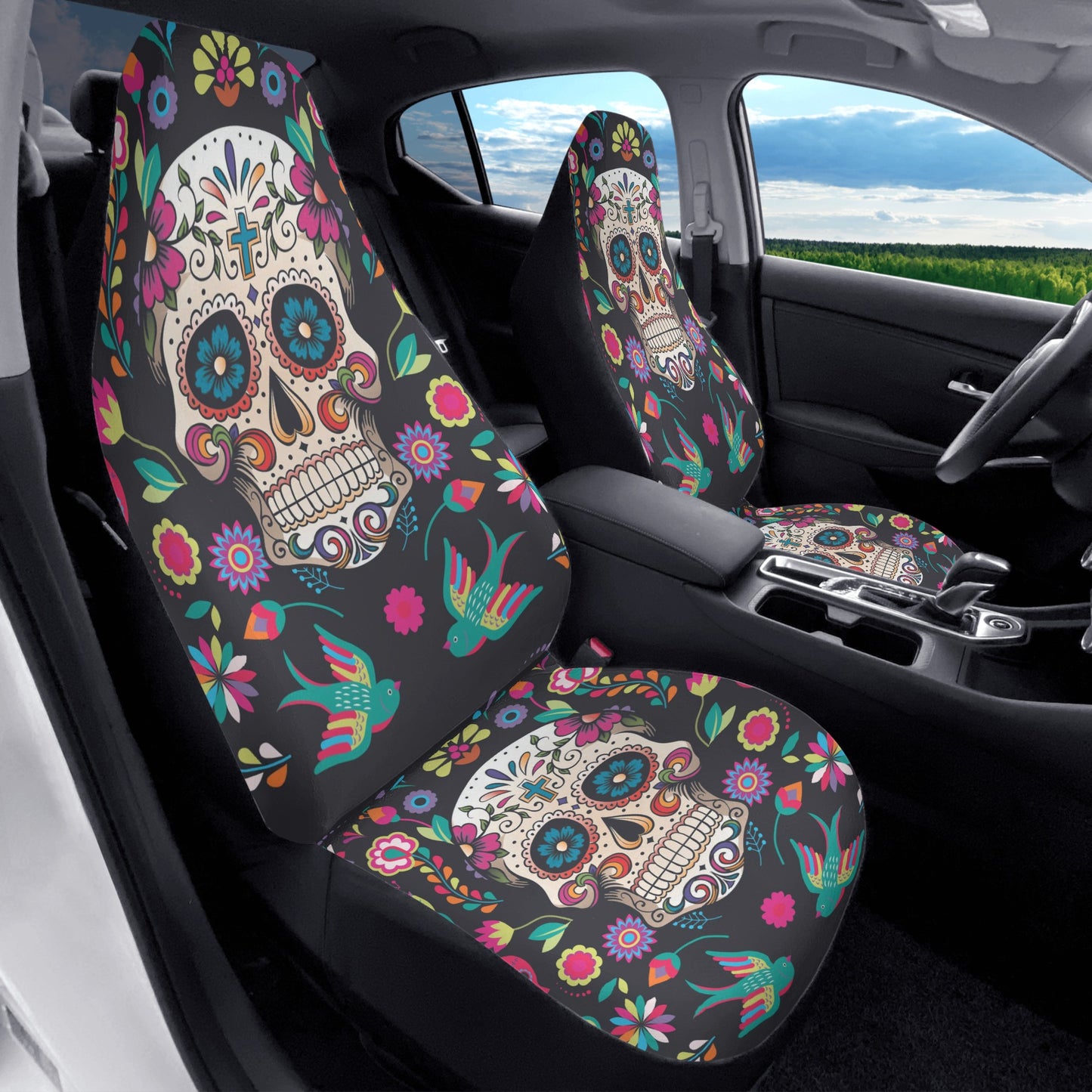 Sugar skull dia de los muertos calaveras Car Seat Covers (2 Pcs)