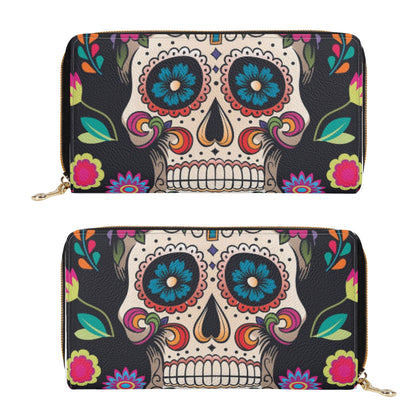 Dia de los muertos sugar skull calaveras PU L - Zipper Purse