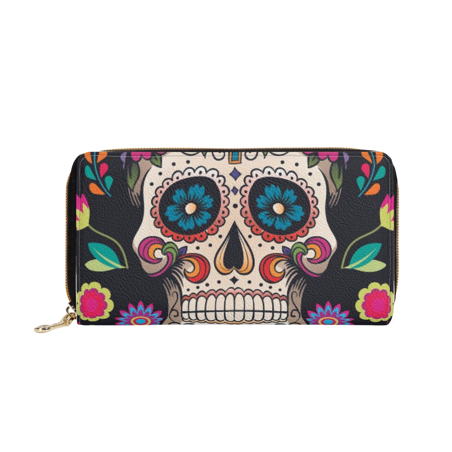 Dia de los muertos sugar skull calaveras PU L - Zipper Purse