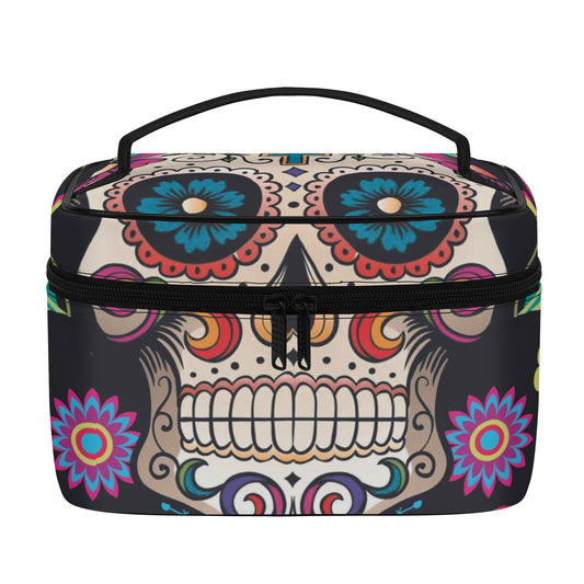 Sugar skull Day of the dead Halloweeen gothic All Over Printing Leather Cosmetic Bag