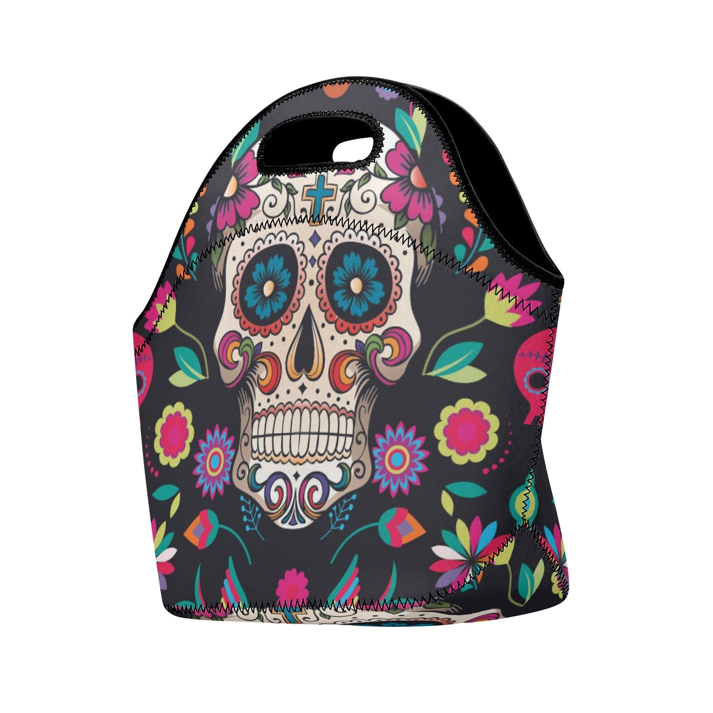 Sugar skull Day of the dead Halloweeen gothic New Neoprene Lunch Bag