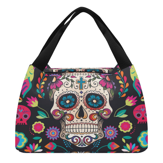 Dia de los muertos gothic Halloween Mexican skull Portable Tote Lunch Bag