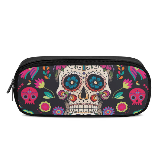 Dia de los muertos gothic Halloween Mexican skull PU Leather pencil case