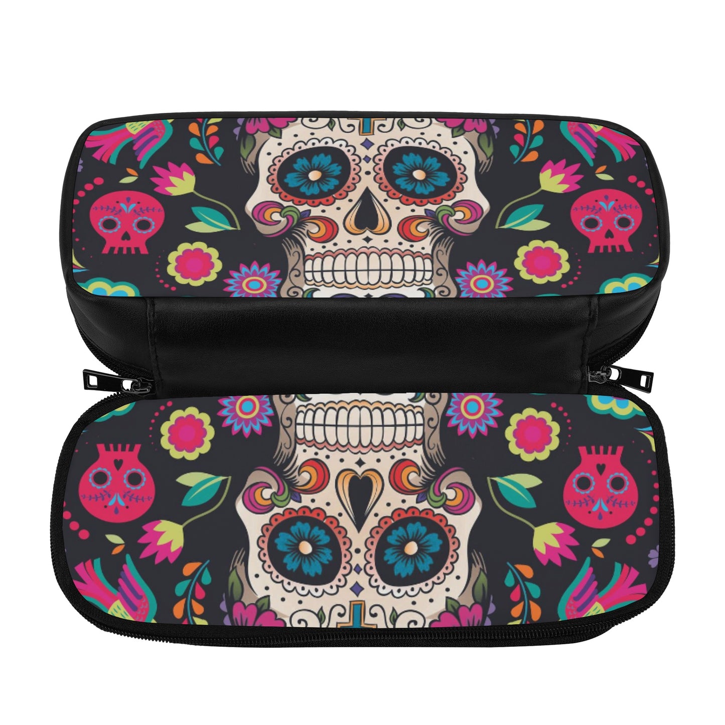 Dia de los muertos gothic Halloween Mexican skull PU Leather pencil case