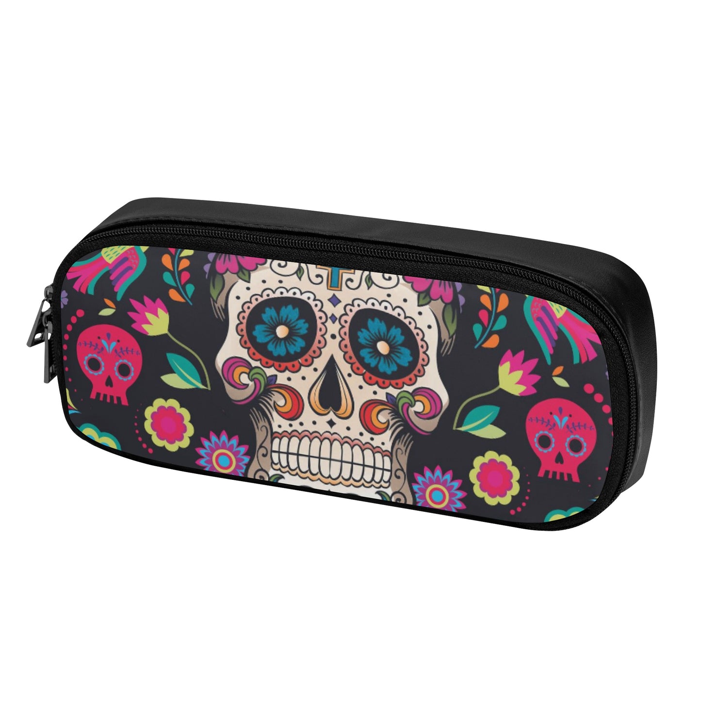 Dia de los muertos gothic Halloween Mexican skull PU Leather pencil case