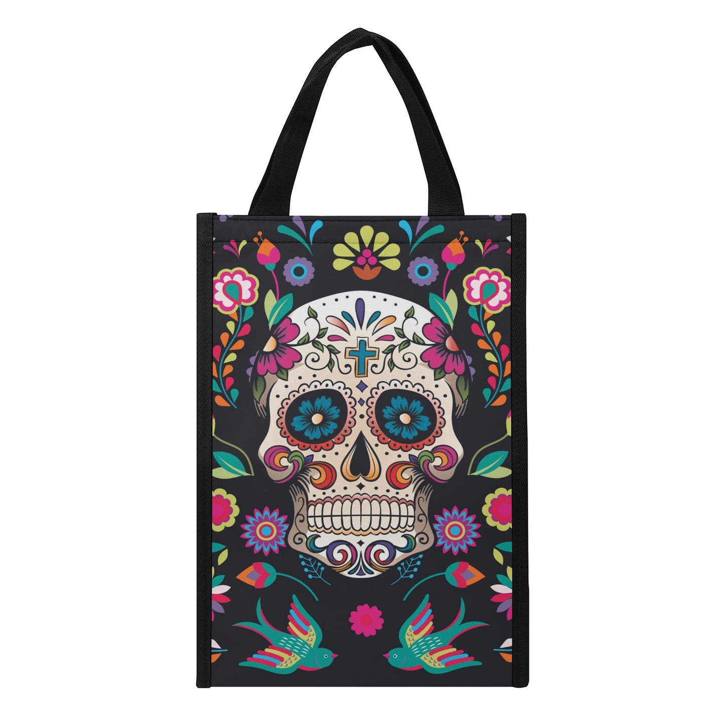 Sugar skull Dia de los muertos gothic skeleton Folding Pocket Type Lunch Bag