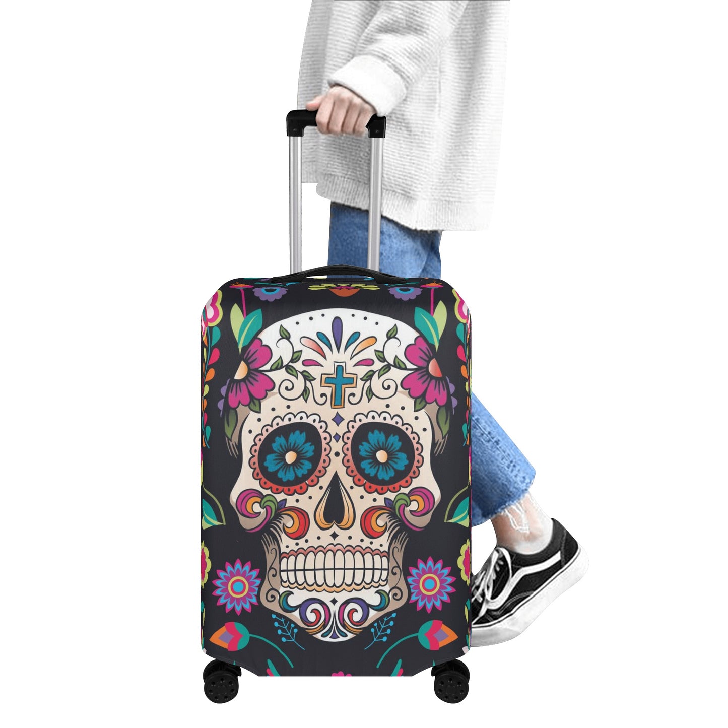 Sugar skull Dia de los muertos gothic skeleton Polyester Luggage Cover