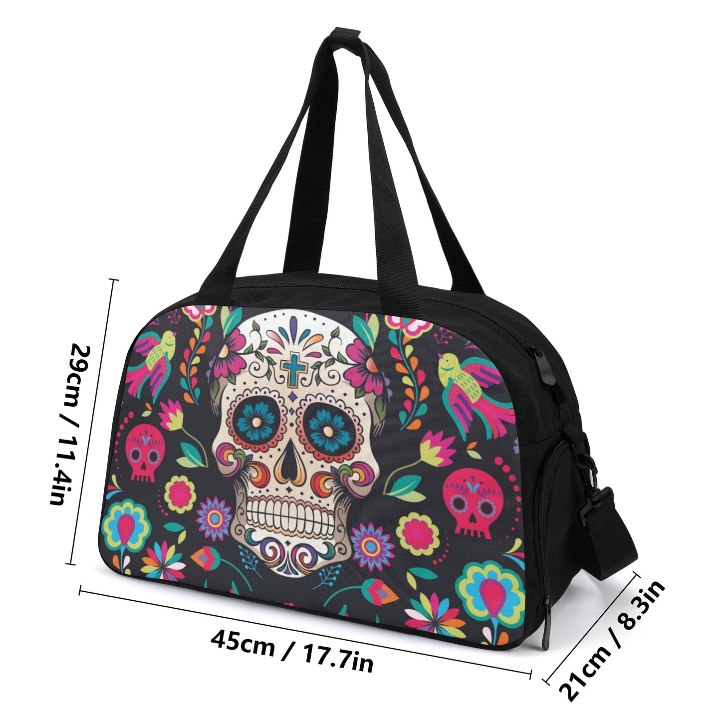 Sugar skull Dia de los muertos gothic skeleton Travel Luggage Bag