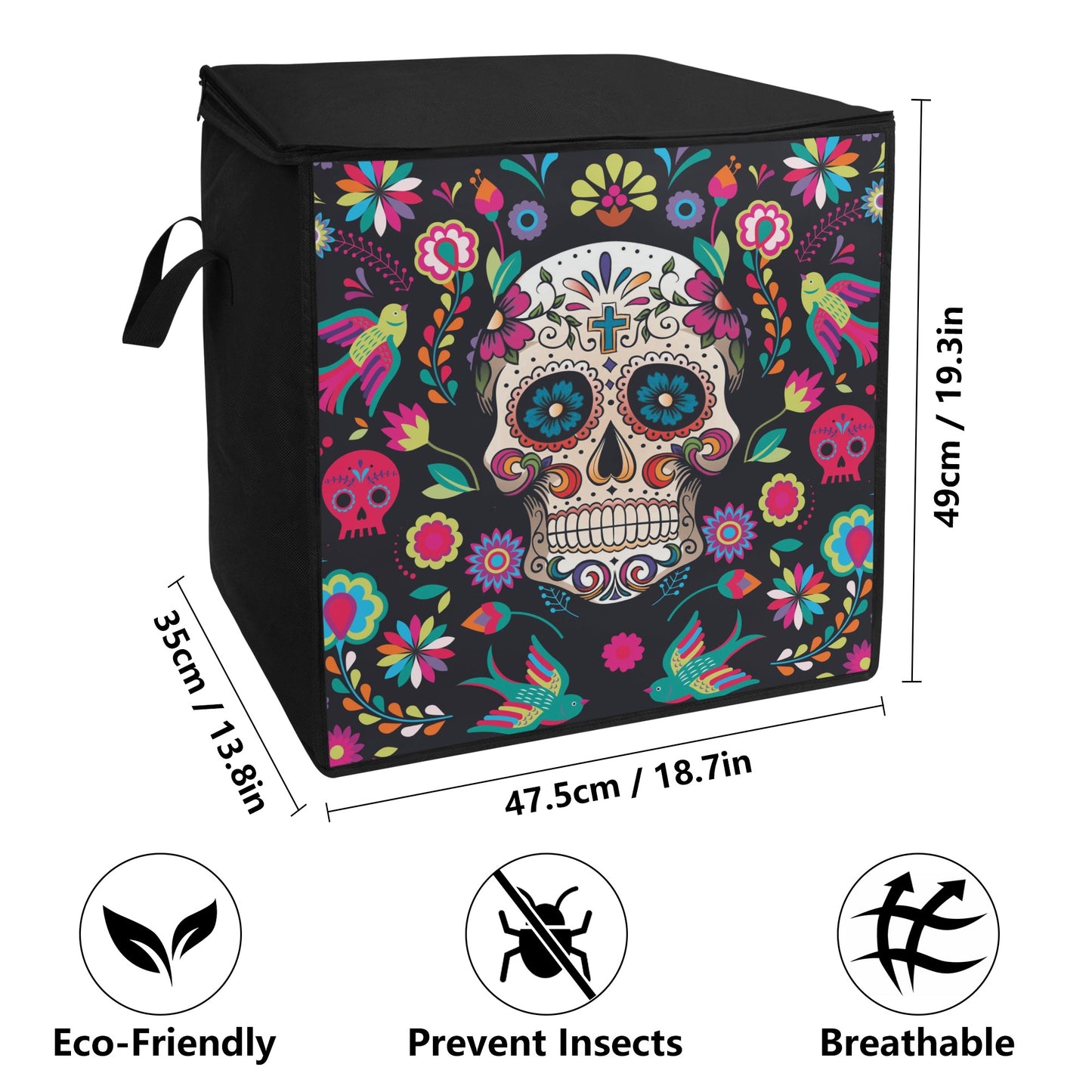 Sugar skull Dia de los muertos gothic skeleton Bedding Storage Box Bag