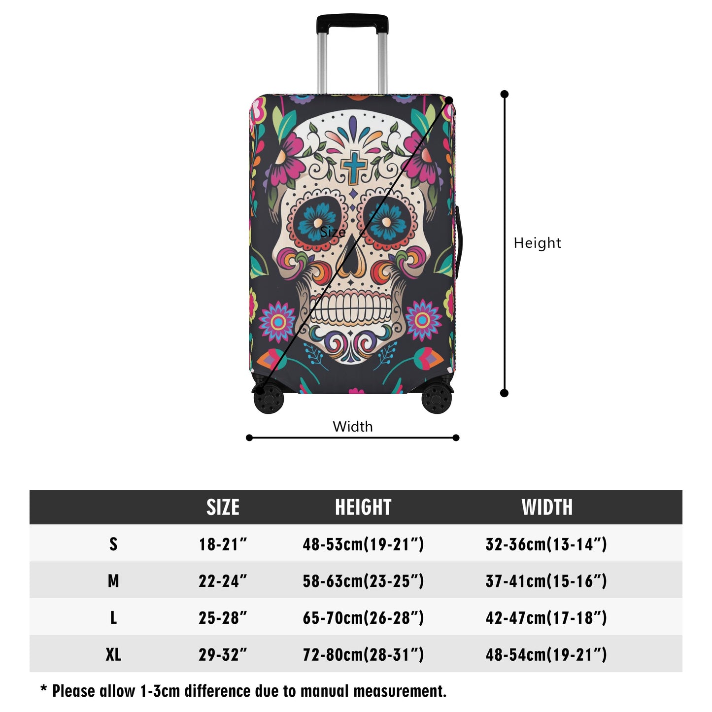 Sugar skull Dia de los muertos gothic skeleton Polyester Luggage Cover