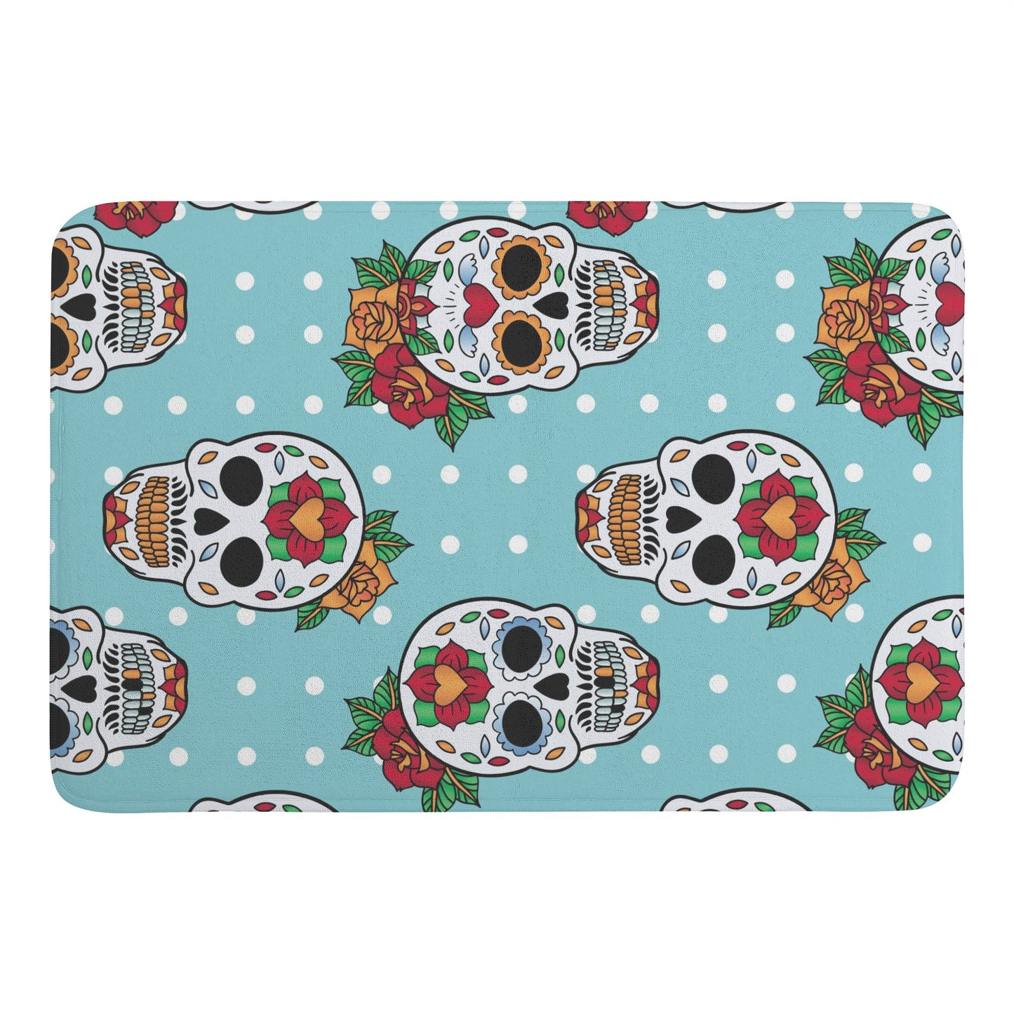 Floral calaveras mexican skull Plush Doormat