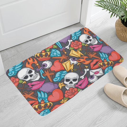 Halloween skull skeleton Plush Doormat