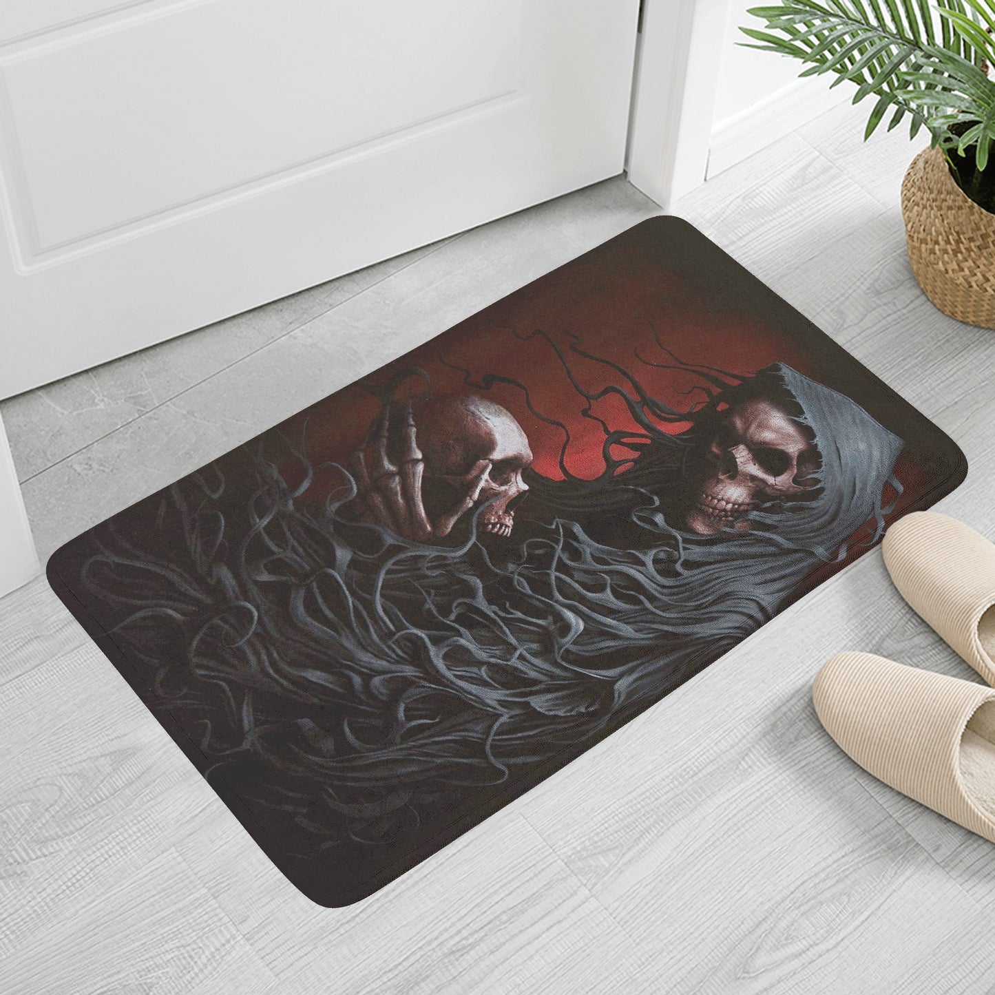 Gothic grim reaper skull Plush Doormat