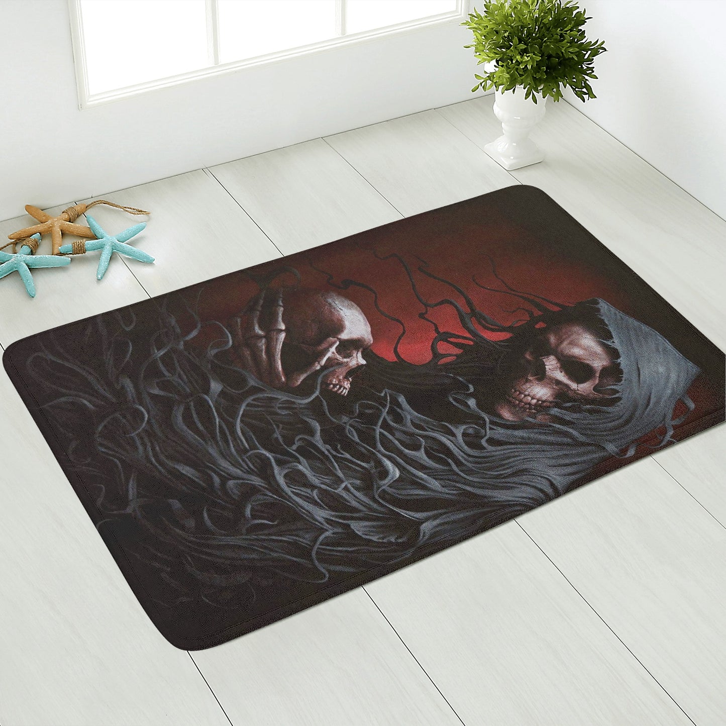 Gothic grim reaper skull Plush Doormat