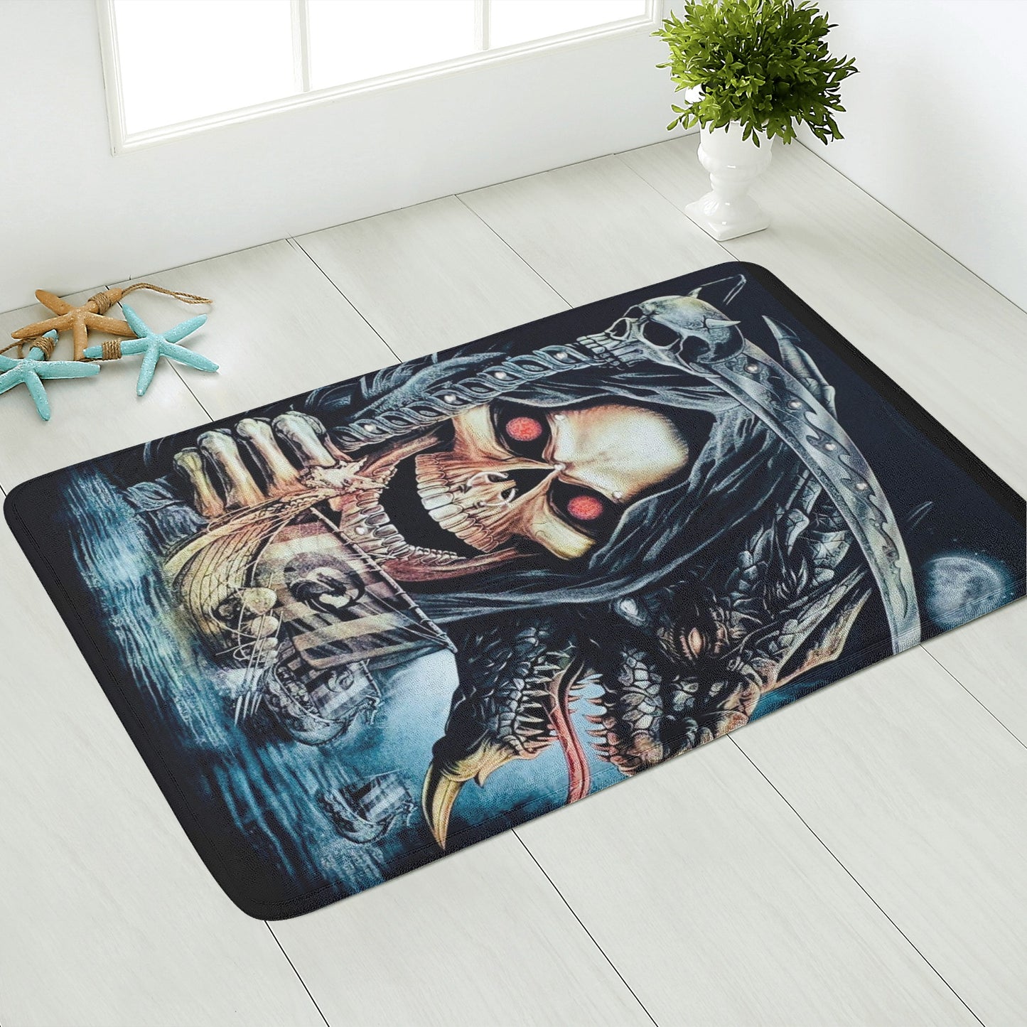 Grim reaper skeleton gothic Plush Doormat