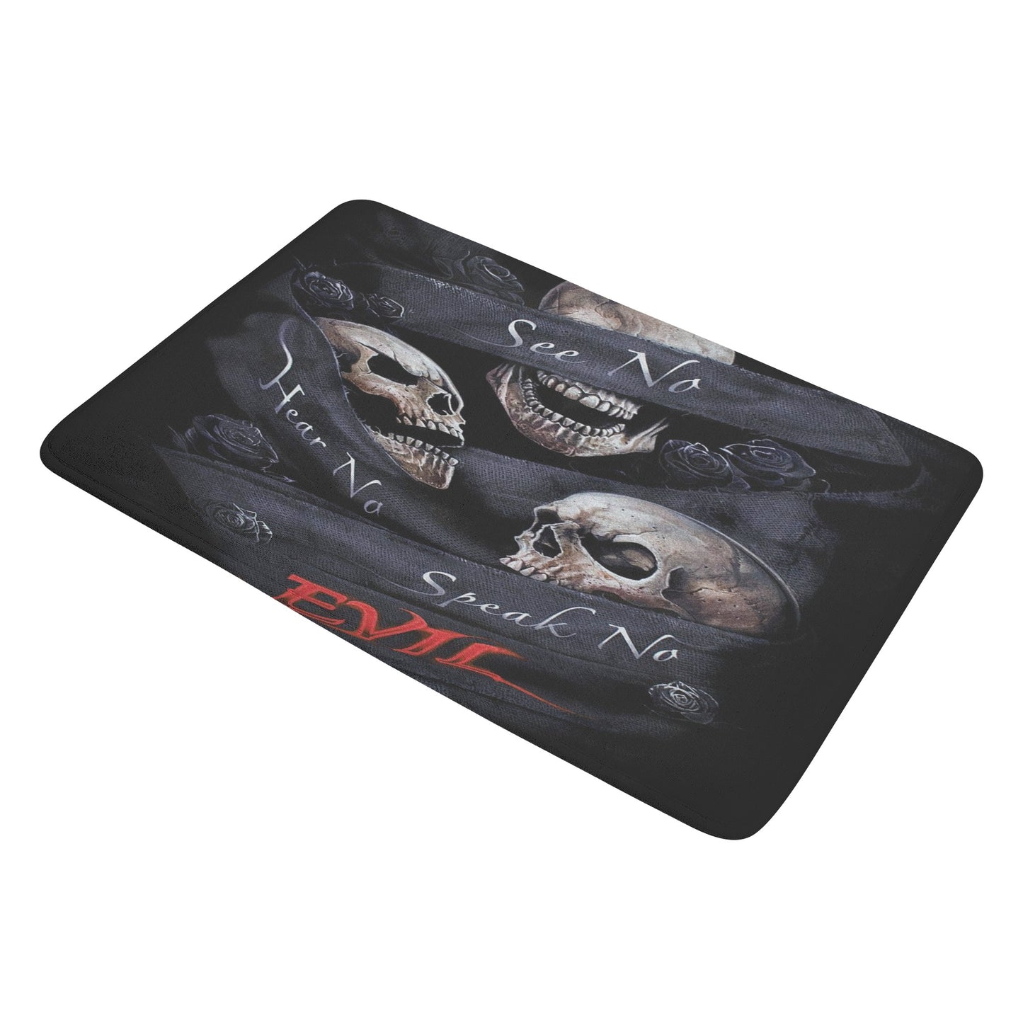 No see no hear no speak evils skull Plush Doormat