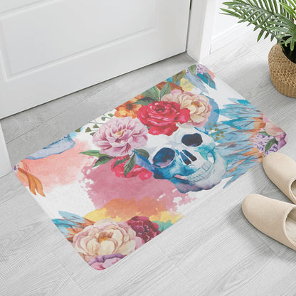 Floral skull gothic skeleton Plush Doormat