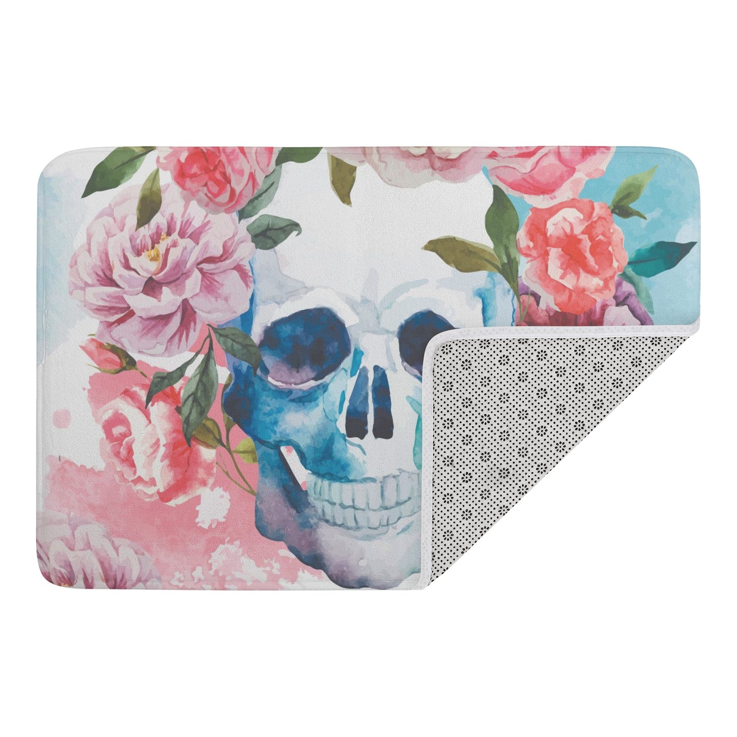 Rose skull gothic sugar skull floral Plush Doormat