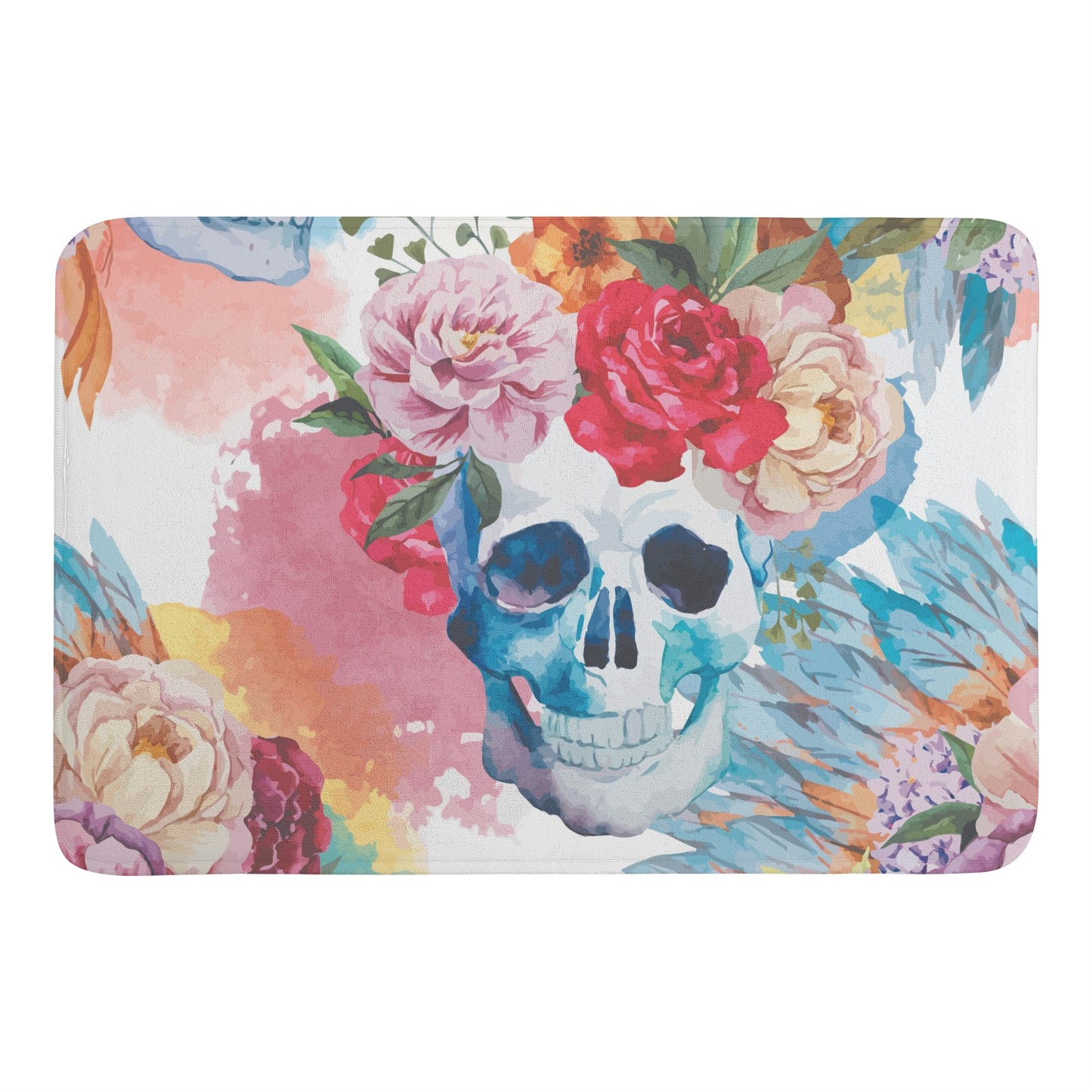 Floral skull gothic skeleton Plush Doormat