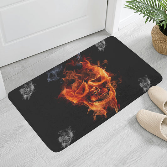 Flaming skull gothic Plush Doormat
