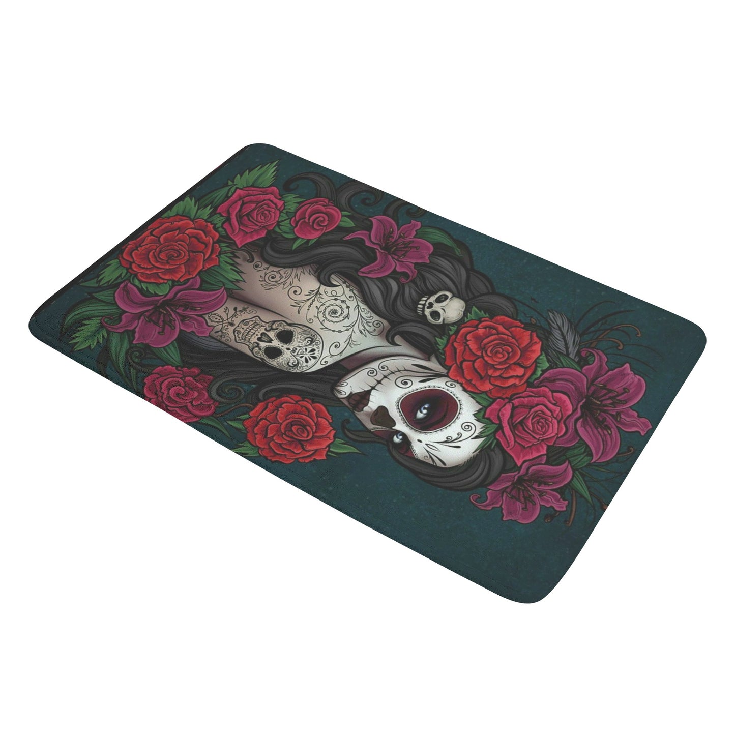 Sugar skull girl Plush Doormat