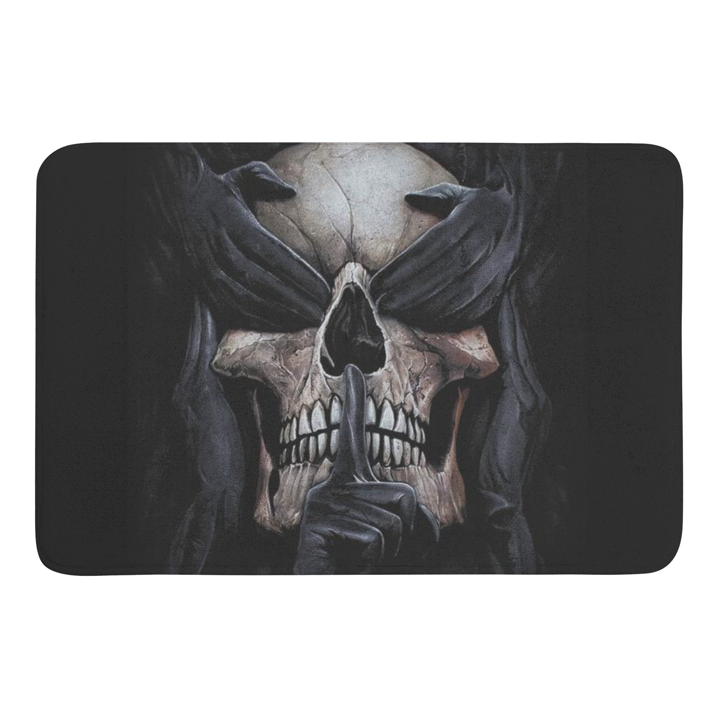 No see no hear no speak evil skull Plush Doormat