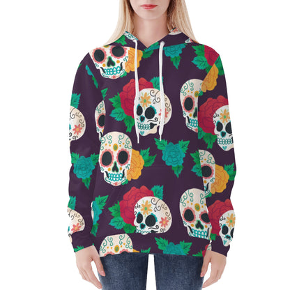 Floral sugar skull Women's All Over Print Hoodie