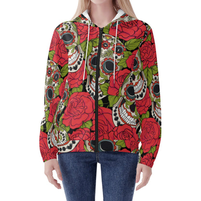 Dia de los muertos Women's Lightweight Zipper Jumper Sweatshirt Hoodie