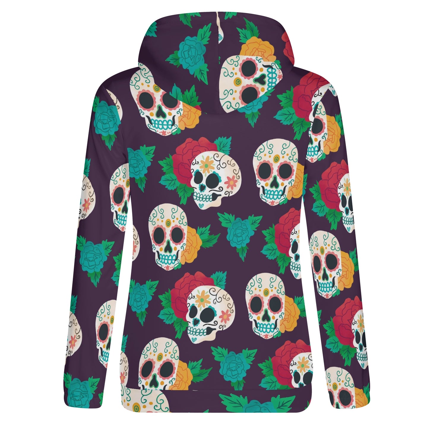 Mexican calaveras sugar skull Women's Lightweight Zipper Jumper Sweatshirt Hoodie