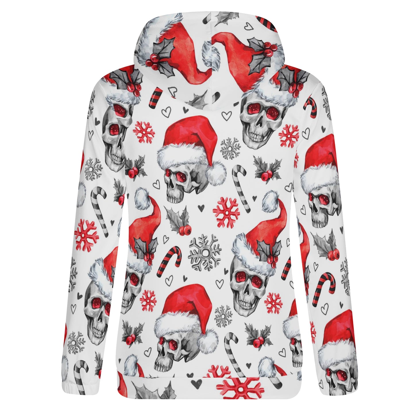 Skull santan clause Women's Lightweight Zipper Jumper Sweatshirt Hoodie