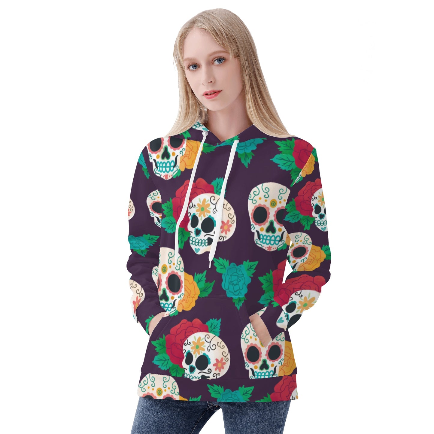 Floral sugar skull Women's All Over Print Hoodie