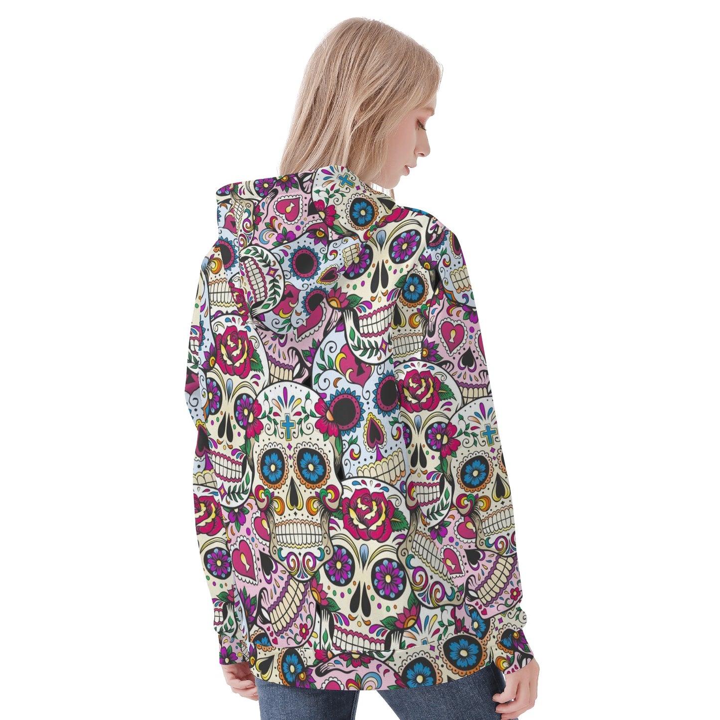 Calaveras mexican skull dia de los muertos Women's All Over Print Hoodie