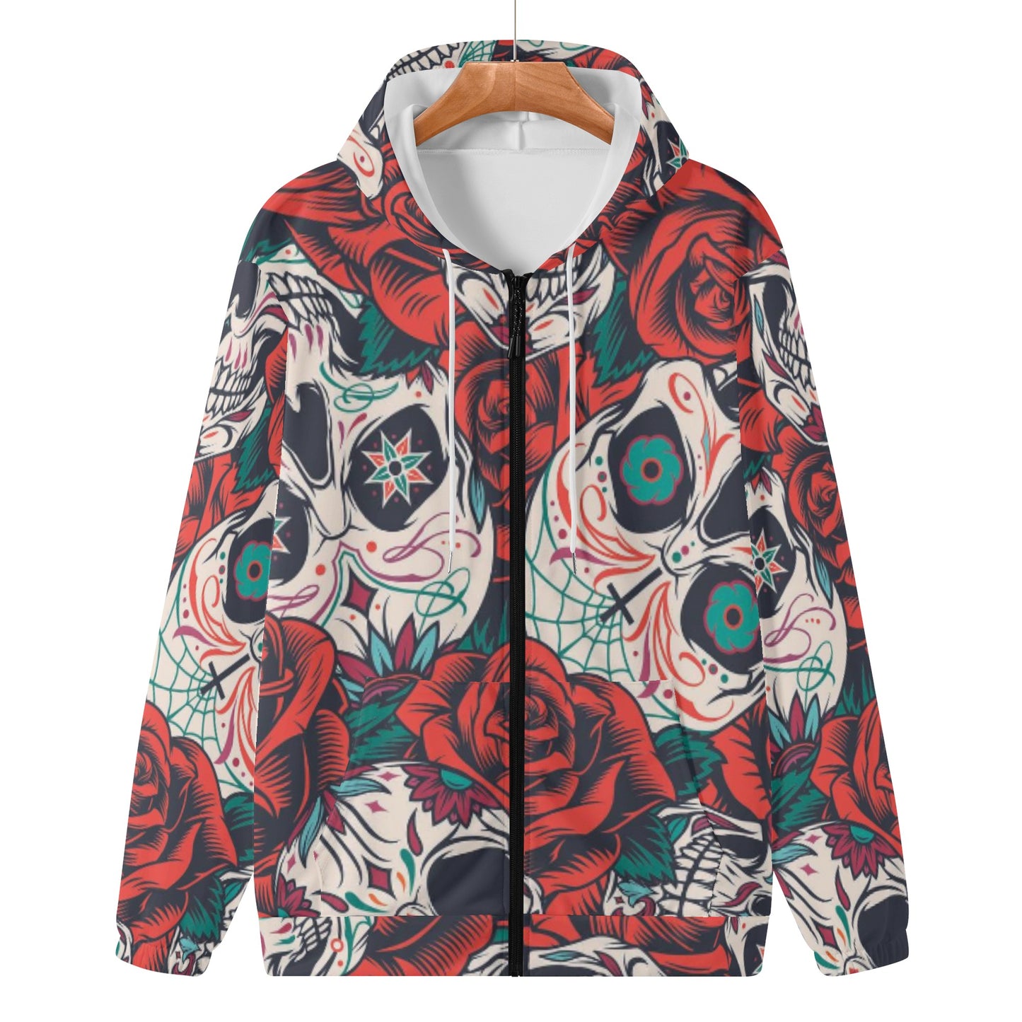 Dia de los muertos skeelton skull Women's Lightweight Zipper Jumper Sweatshirt Hoodie