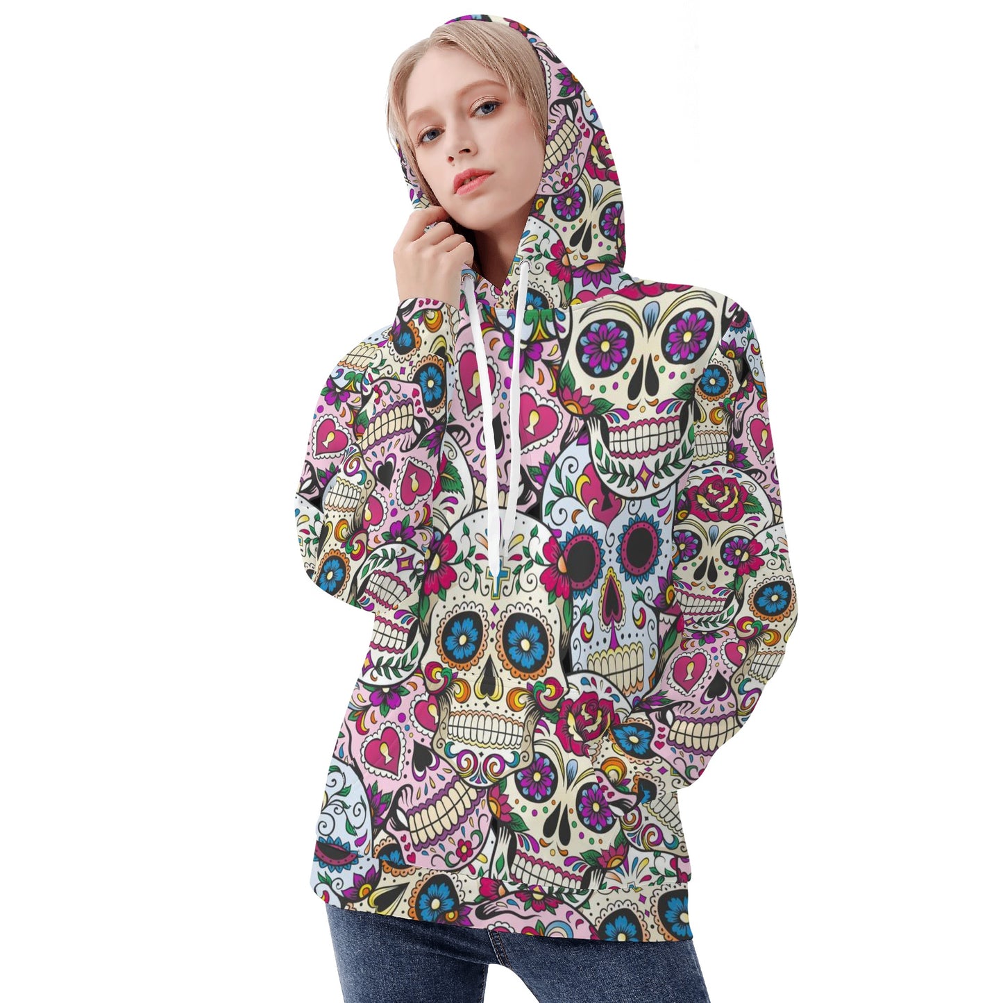 Calaveras mexican skull dia de los muertos Women's All Over Print Hoodie