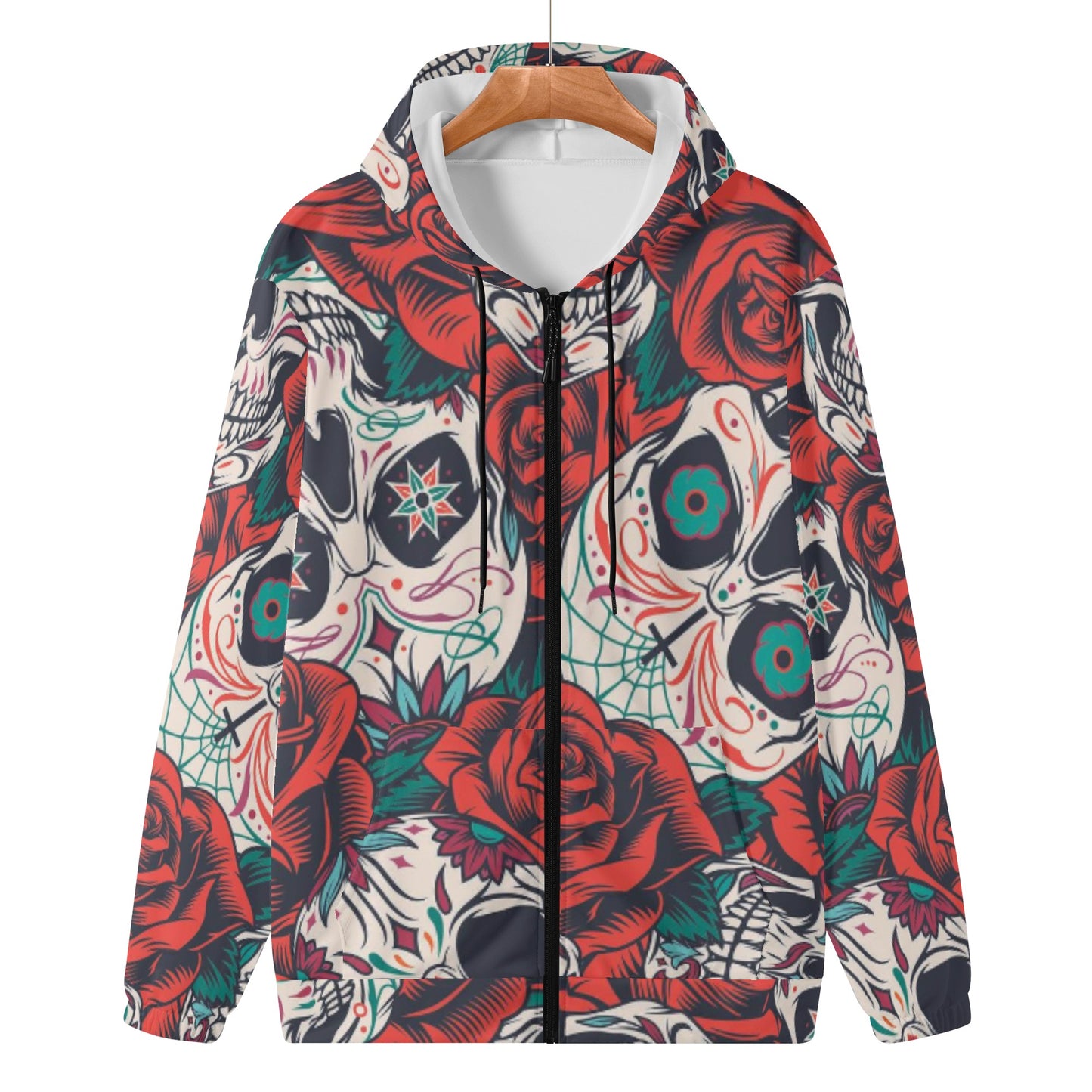 Dia de los muertos skeelton skull Women's Lightweight Zipper Jumper Sweatshirt Hoodie