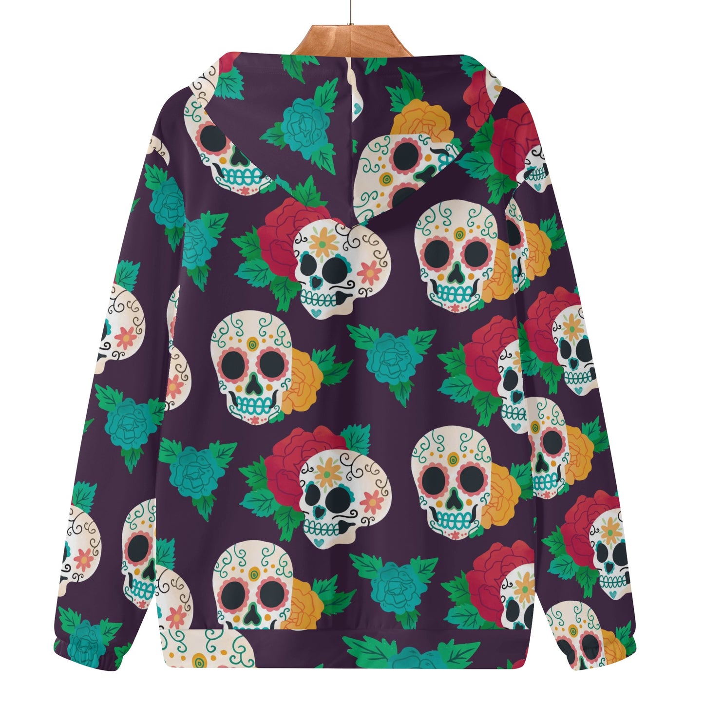 Mexican calaveras sugar skull Women's Lightweight Zipper Jumper Sweatshirt Hoodie