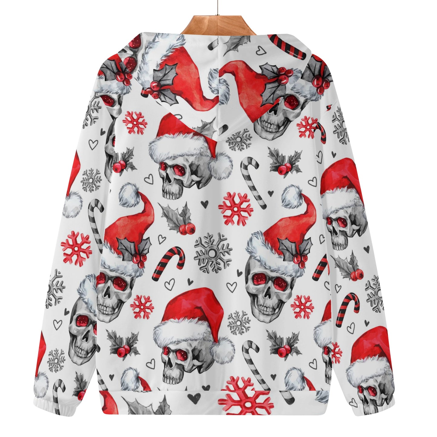 Skull santan clause Women's Lightweight Zipper Jumper Sweatshirt Hoodie