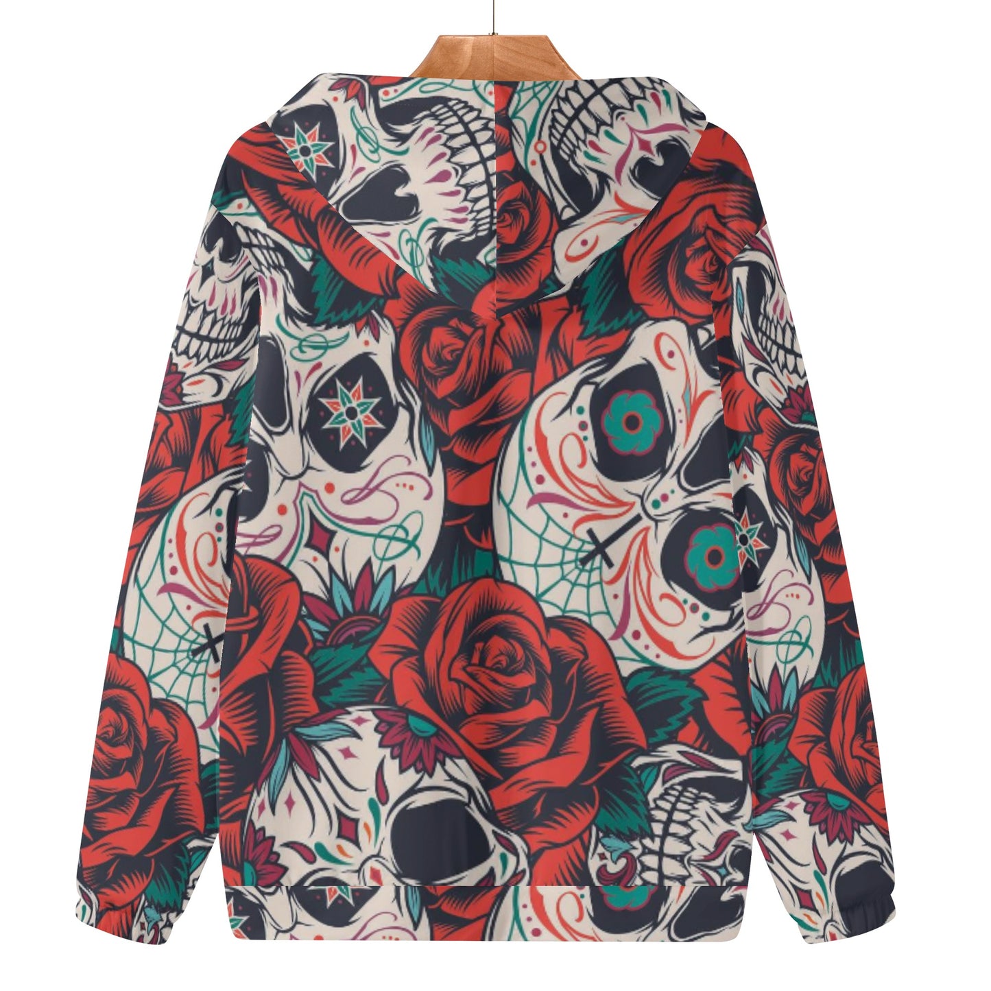 Dia de los muertos skeelton skull Women's Lightweight Zipper Jumper Sweatshirt Hoodie