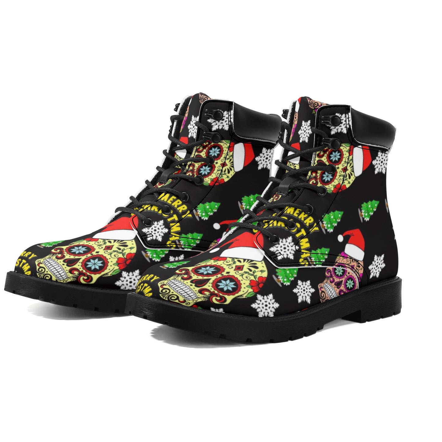 Sugar skull Xmas Women's All Season Leather Boots