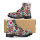 Floral gothic sugar skull Women's Faux Fur Leather Boots