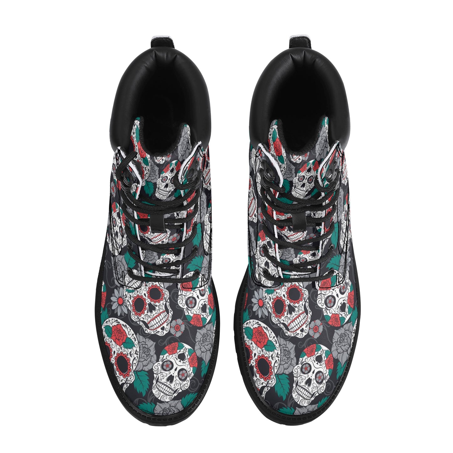 Sugar skull floral Women's All Season Leather Boots