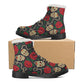 Floral rose skull Women's Faux Fur Leather Boots