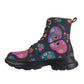 Sugar skull love Women's Leather Chunky Boots