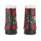 Floral rose skull Women's Faux Fur Leather Boots