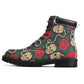 Floral sugar skull Women's All Season Leather Boots